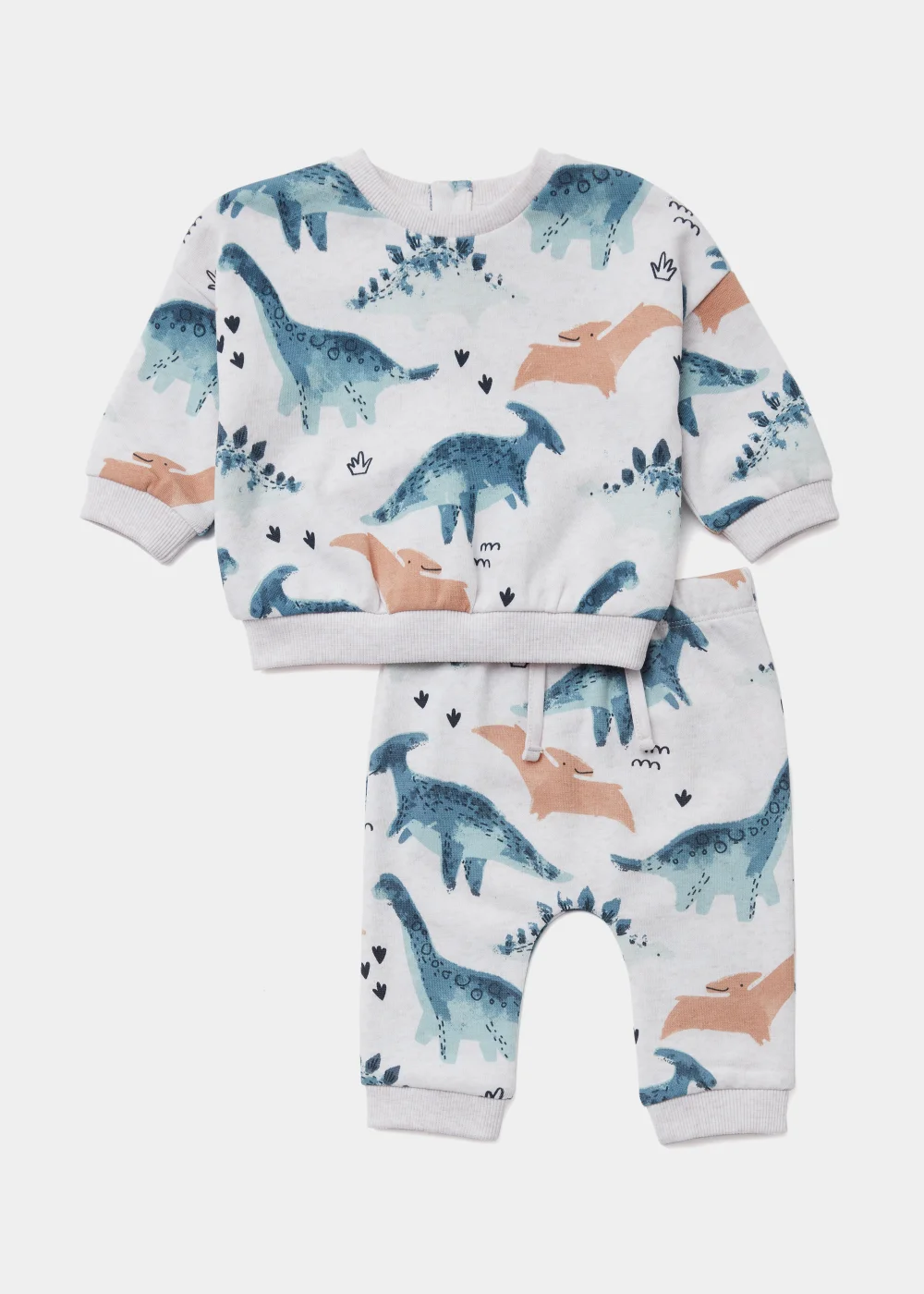 Baby Oatmeal Dinosaur Sweatshirt & Joggers Set (Newborn-23mths) - 0-3 months Image 1