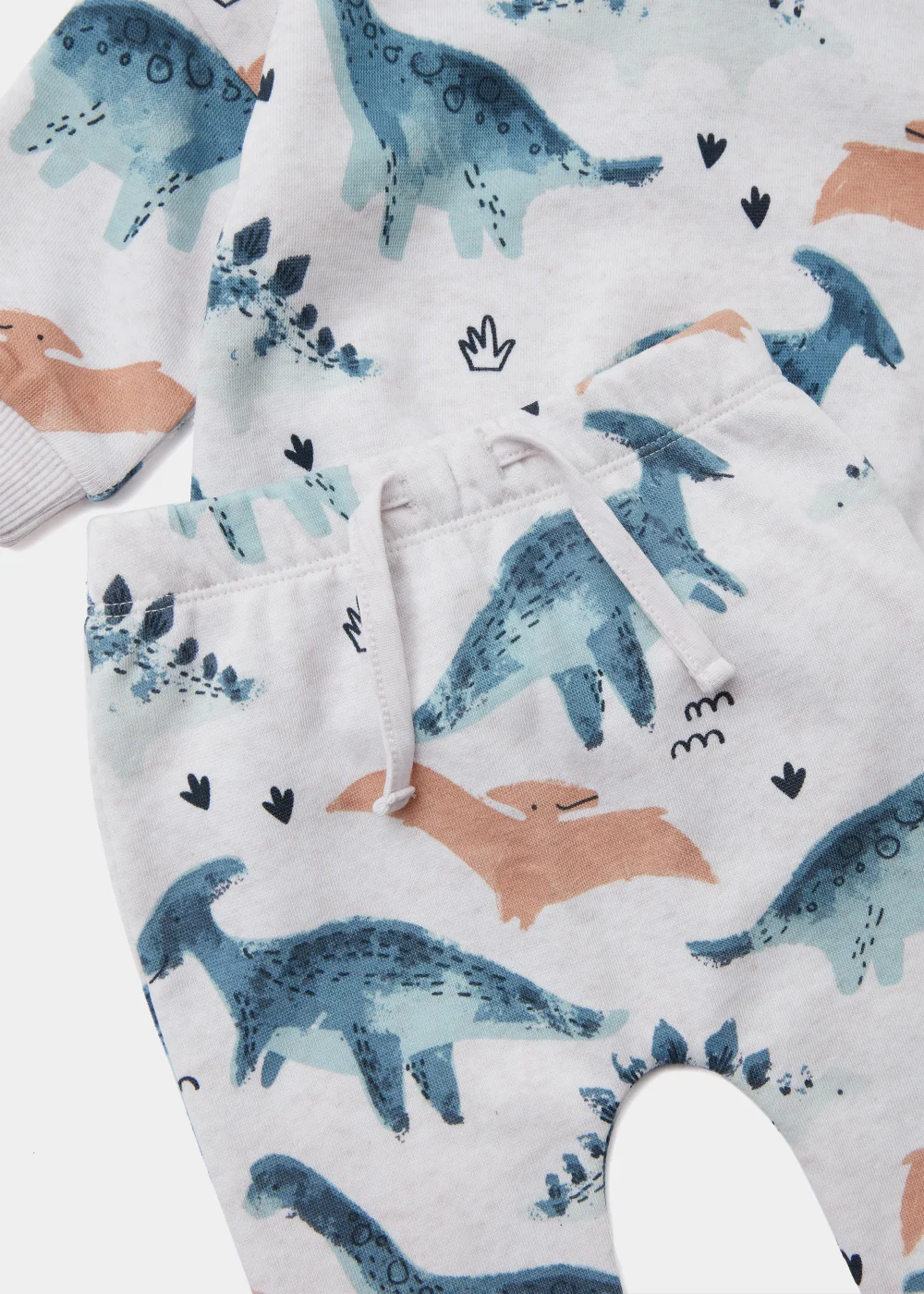 Baby Oatmeal Dinosaur Sweatshirt & Joggers Set (Newborn-23mths) - 0-3 months Image 2