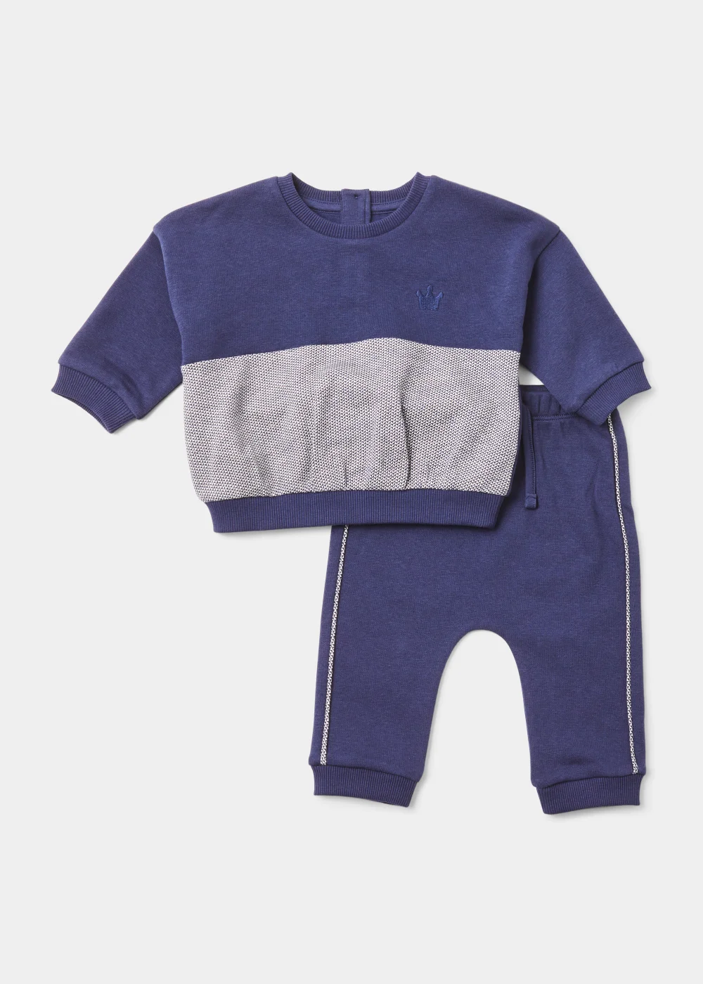 Baby Navy Smart Sweatshirt & Joggers Set (Newborn-23mths) - 0-3 months Image 1