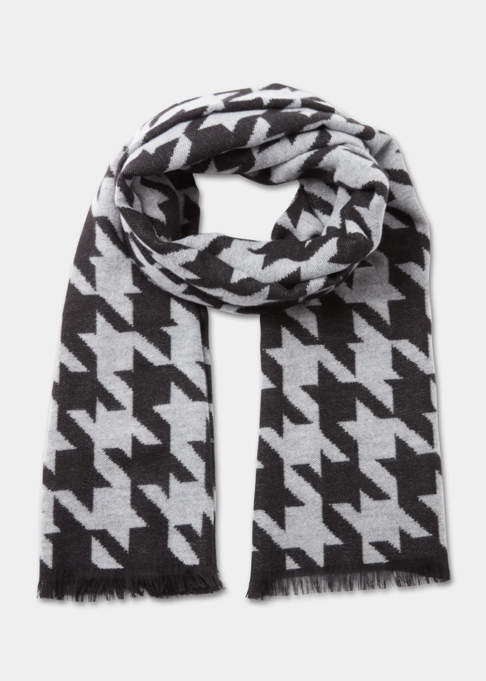 Black & White Dogtooth Lightweight Scarf - One Size Image 1