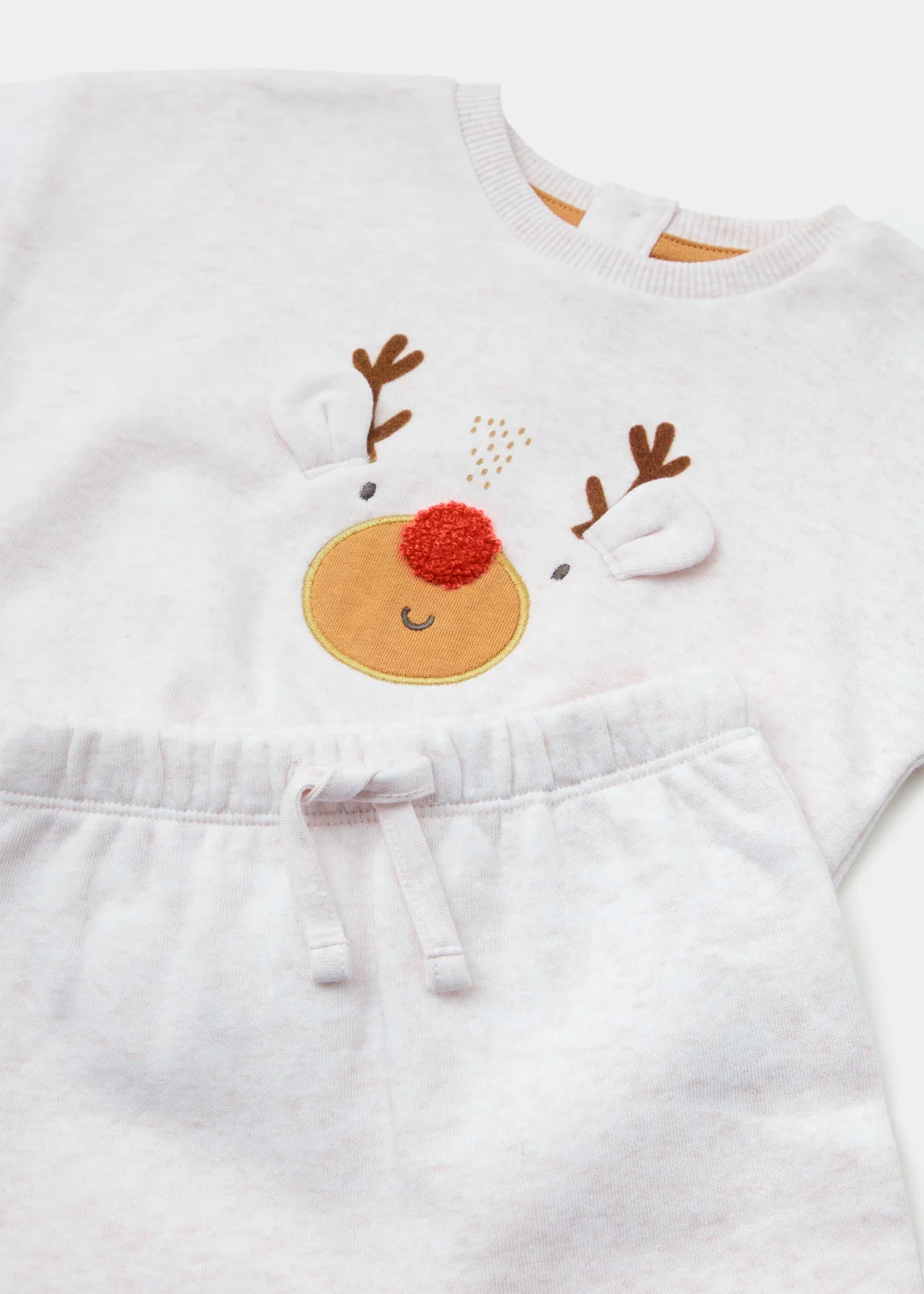 Baby Oatmeal Reindeer Print Sweatshirt & Joggers Set (Newborn-23mths) - Age 0 - 3 Months Image 2