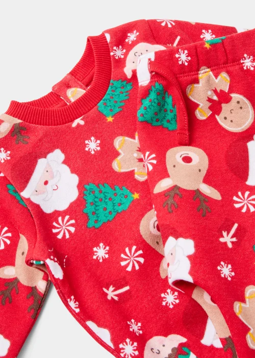 Baby Red Christmas Print Sweatshirt & Joggers Set (Newborn-23mths) - 0-3 months Image 2