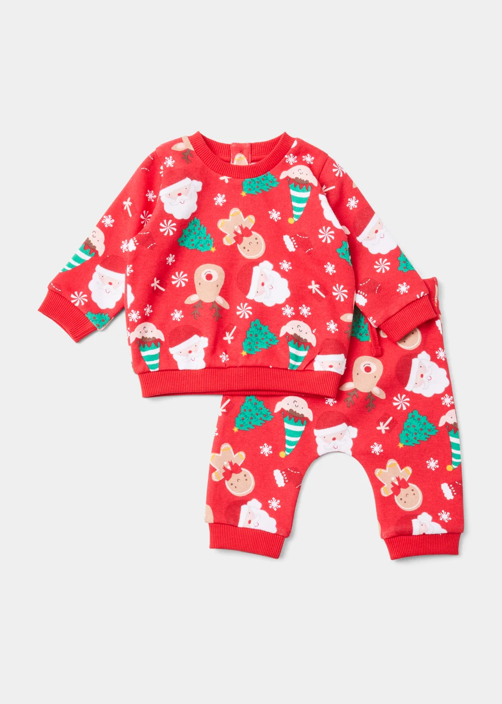 Baby Red Christmas Print Sweatshirt & Joggers Set (Newborn-23mths) - 0-3 months Image 1