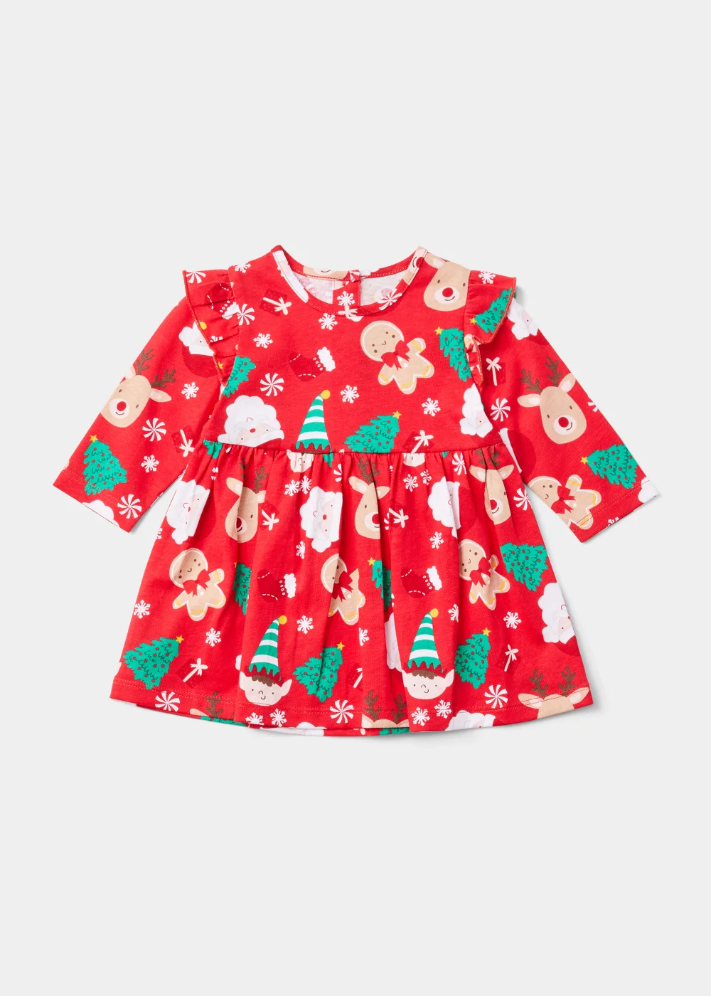 Baby Red Christmas Print Dress (Newborn-23mths) - Newborn Image 1
