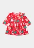 Baby Red Christmas Print Dress (Newborn-23mths) - Newborn Image 1