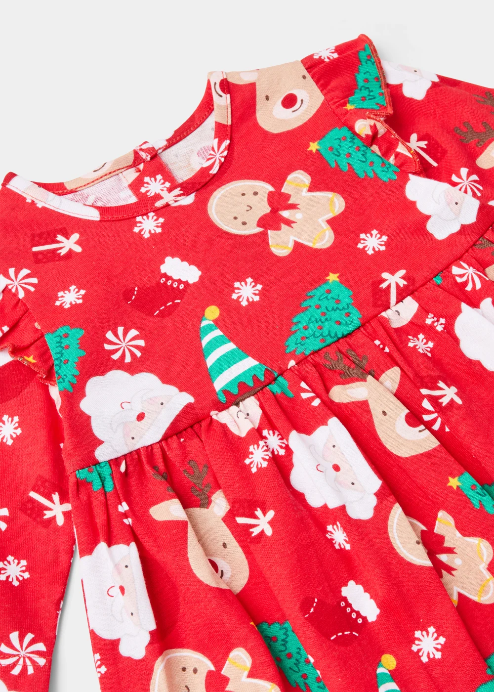 Baby Red Christmas Print Dress (Newborn-23mths) - Newborn Image 2