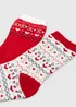 2 Pack Red Fairisle Print Thermal Socks - One Size Image 2