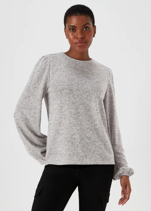 Grey Metallic Spot Crew Neck Top - Size 8 Image 1