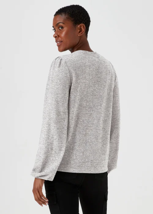 Grey Metallic Spot Crew Neck Top - Size 8 Image 2