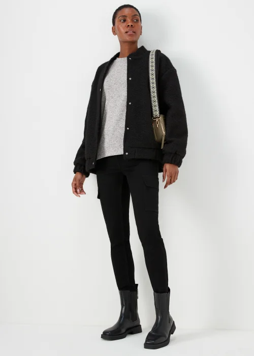 Grey Metallic Spot Crew Neck Top - Size 8 Image 4