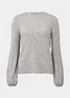 Grey Metallic Spot Crew Neck Top - Size 8 Image 5