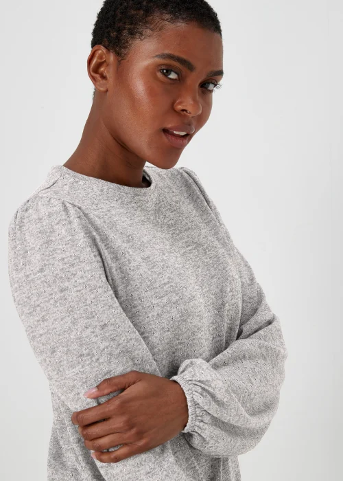 Grey Metallic Spot Crew Neck Top - Size 8 Image 3