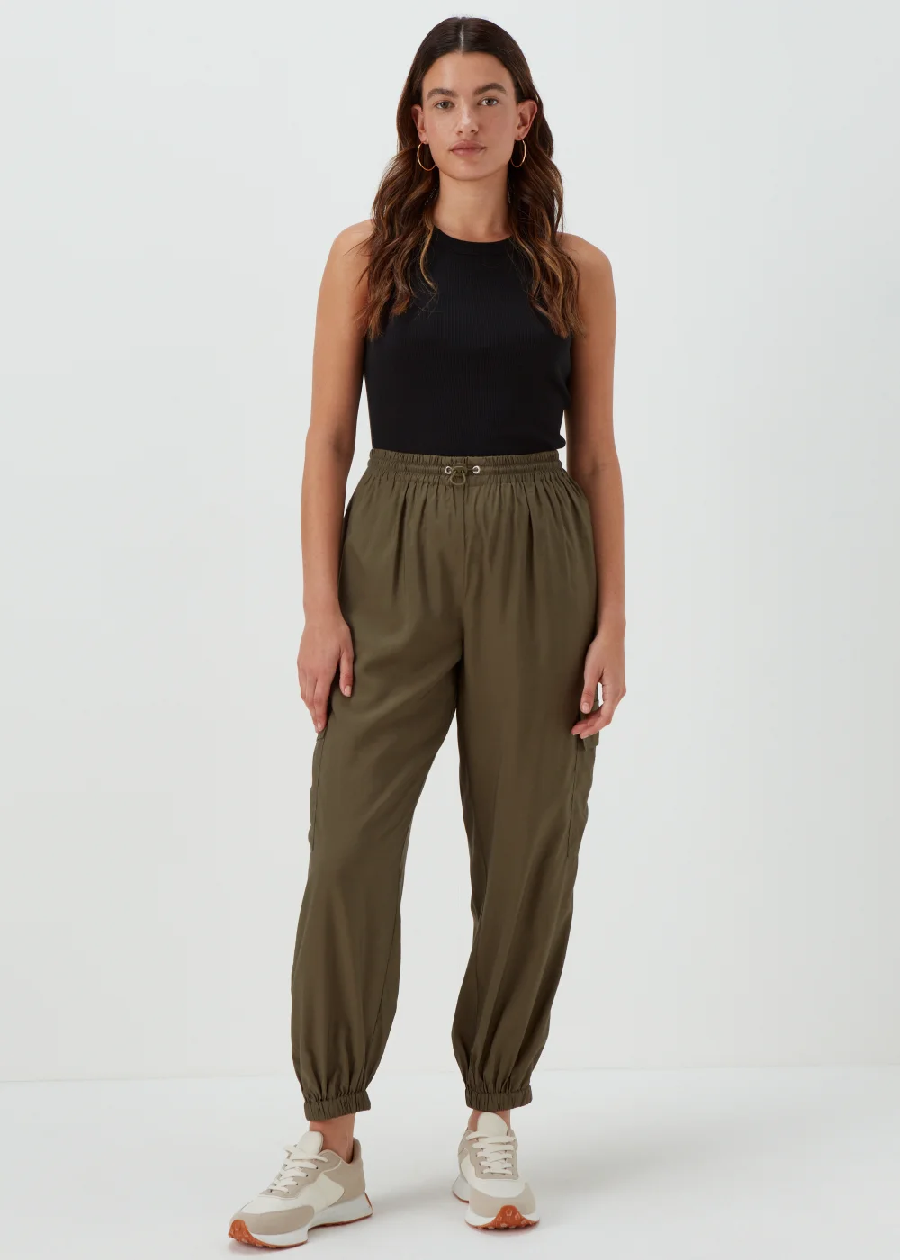 Papaya Petite Khaki Parachute Trousers - Size 6 Image 1