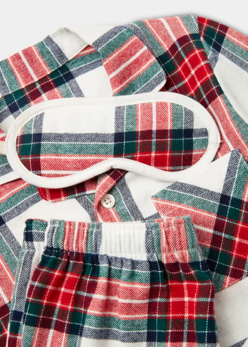 Kids Cream Check Traditional Pyjama & Eye Mask Set (4-12yrs) - Age 4 Years Image 2