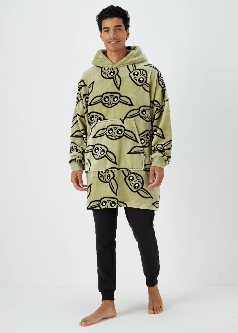 Green Mandalorian Print Snuggle Hoodie - One Size Image 1