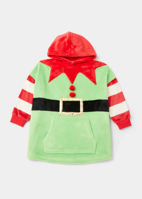 Kids Green Christmas Elf Snuggle Hoodie (Small-Large) - Small/Medium Image 1