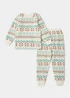 Girls Cream Fair Isle Borg Pyjama Set (4-13yrs) - Age 4 Years Image 1