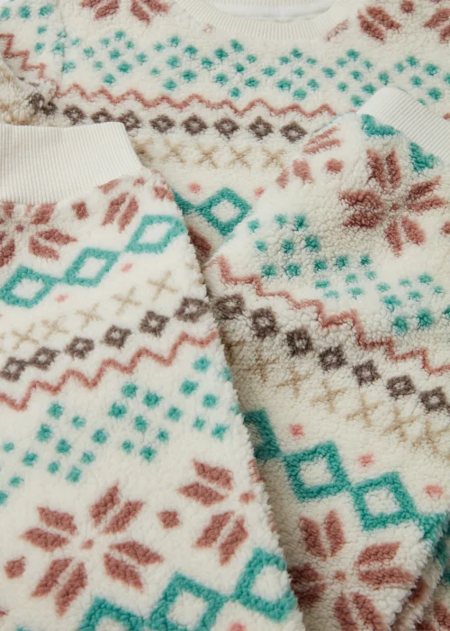 Girls Cream Fair Isle Borg Pyjama Set (4-13yrs) - Age 4 Years Image 2