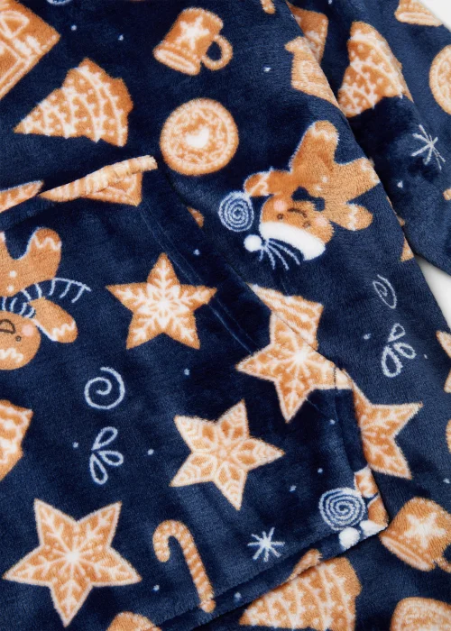 Kids Blue Gingerbread Print Snuggle Hoodie (Small-Large) - Small/Medium Image 2