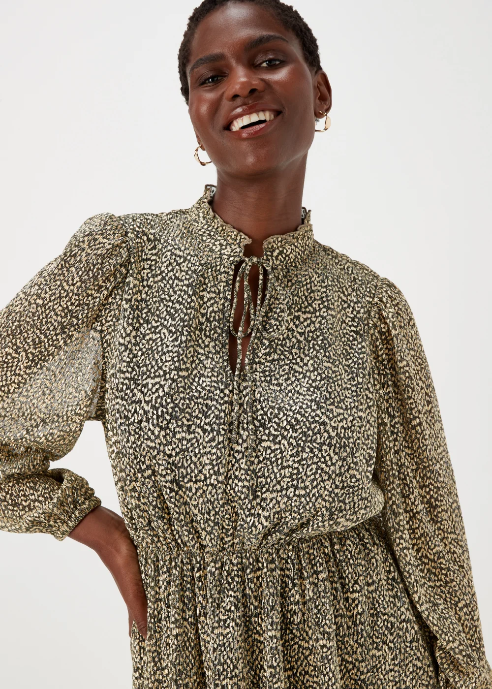 Gold Animal Print Mini Dress - 8 Image 3