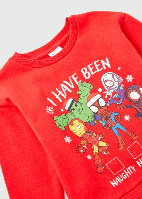 Kids Red Spider-Man Print Christmas Sweatshirt (9mths-6yrs) - 9-12 months Image 2