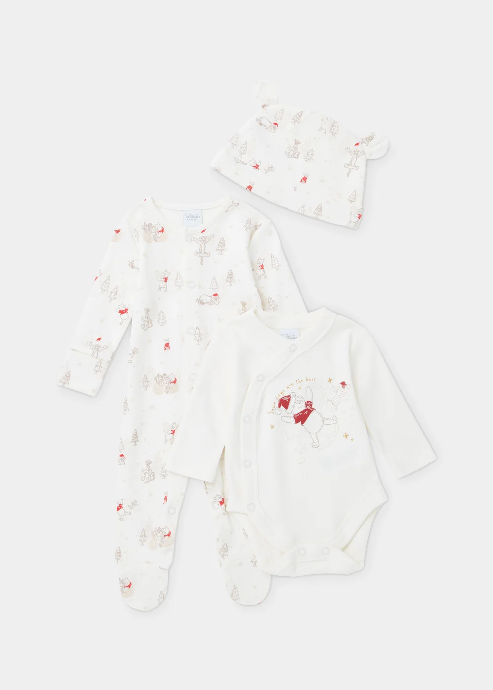Baby 3 Piece Disney Winnie the Pooh Christmas Set (Newborn-12mths) - Newborn Image 1
