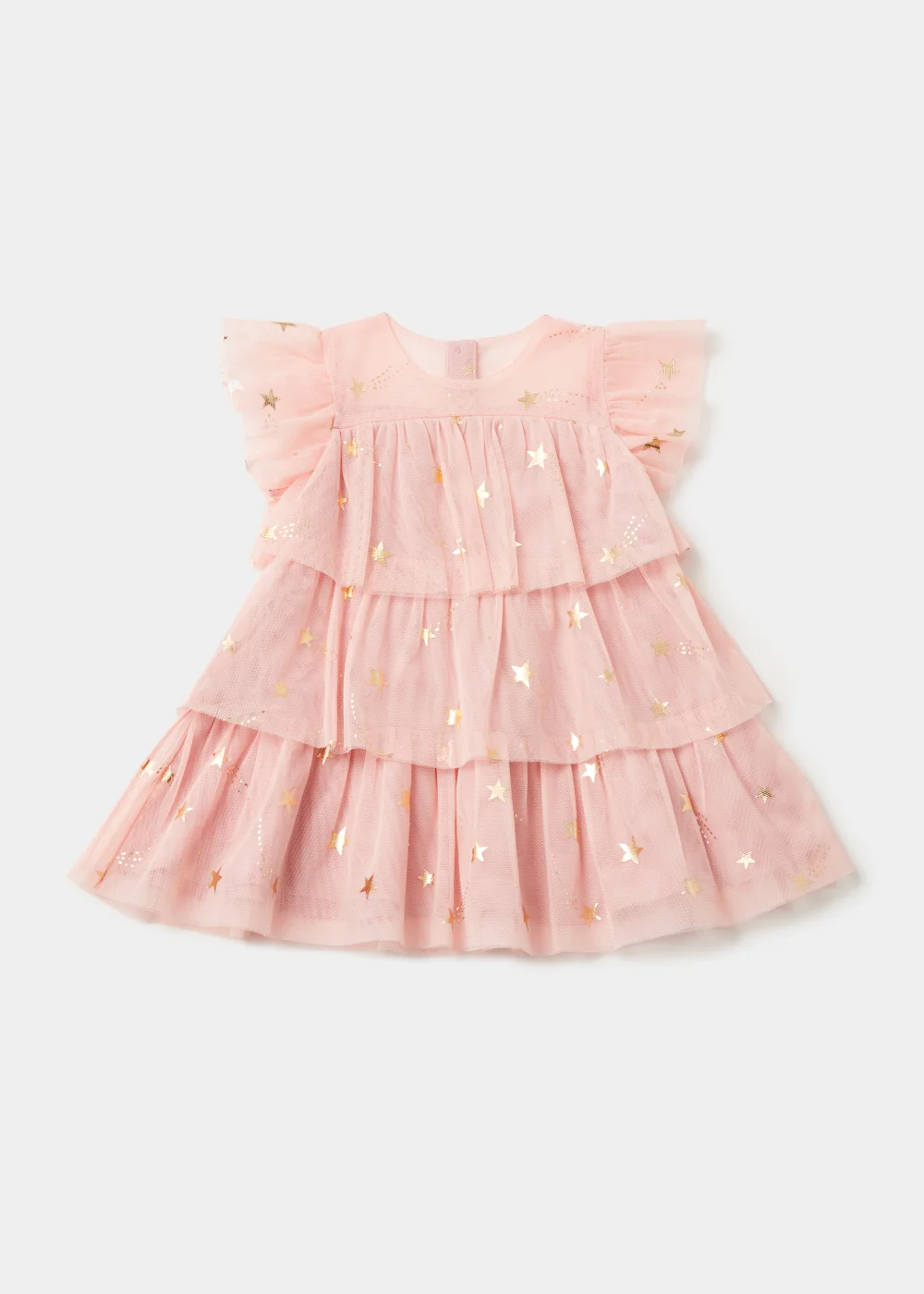 Girls Pink Star Tiered Mesh Dress (9mths-6yrs) - 1-1.5 Yrs Image 1