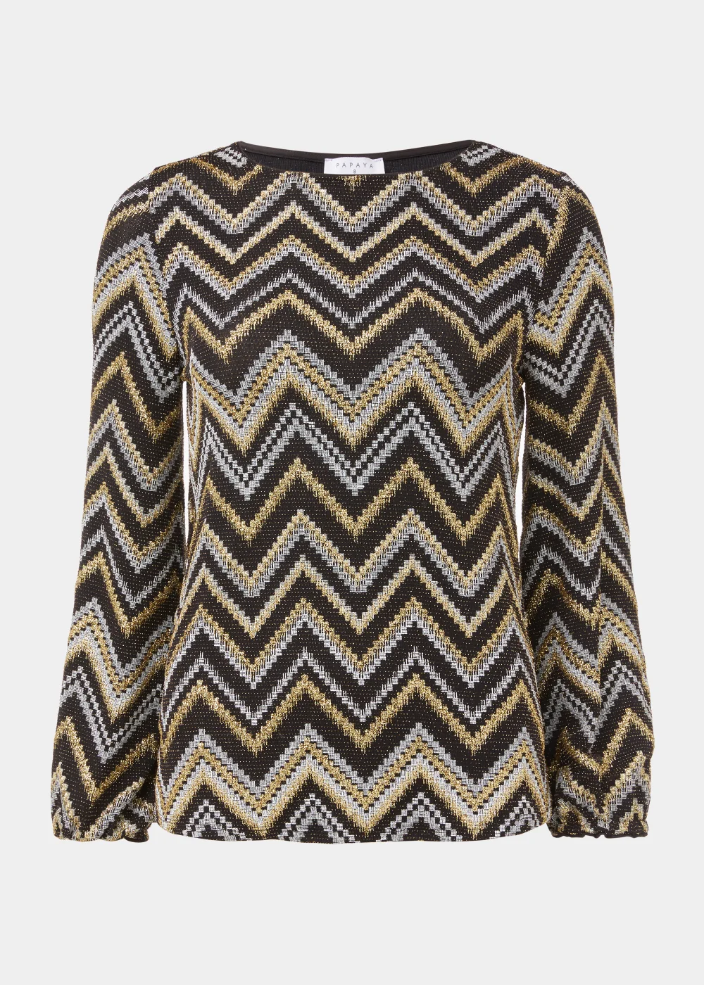 Gold Zigzag Long Sleeve Top - Size 8 Image 5