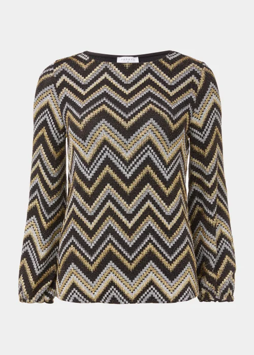 Gold Zigzag Long Sleeve Top - Size 8 Image 5