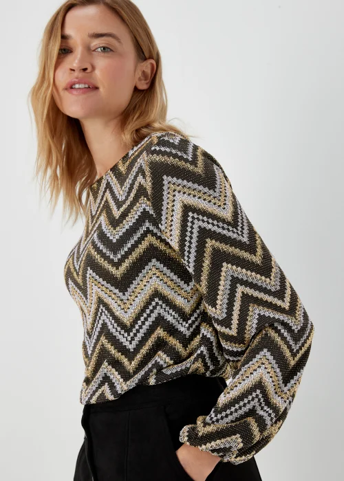 Gold Zigzag Long Sleeve Top - Size 8 Image 3