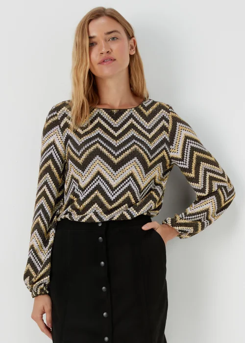 Gold Zigzag Long Sleeve Top - Size 8 Image 1