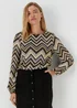 Gold Zigzag Long Sleeve Top - Size 8 Image 1