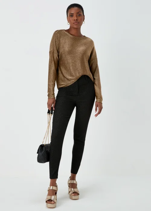 Gold Metallic Long Sleeve Longline Top - S Image 4