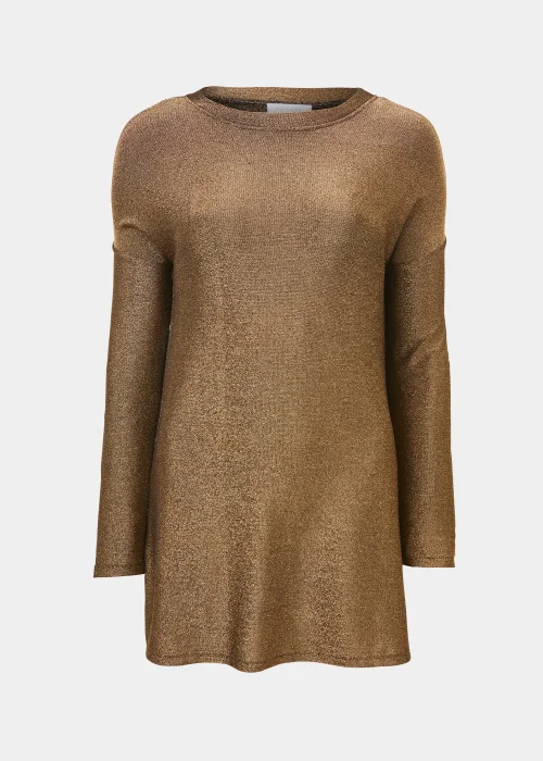 Gold Metallic Long Sleeve Longline Top - S Image 5
