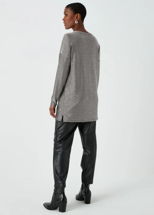 Silver Metallic Longline Top - Small Image 2