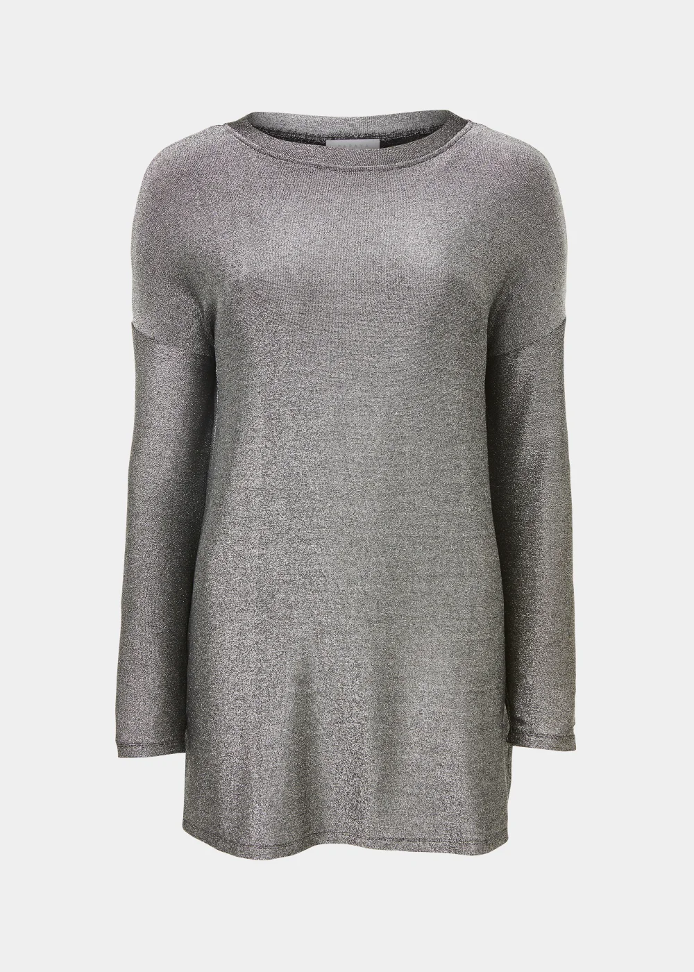 Silver Metallic Longline Top - Small Image 5