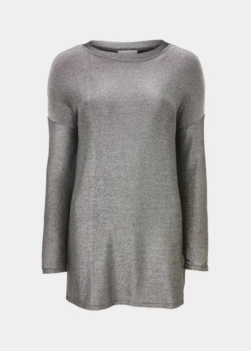Silver Metallic Longline Top - Small Image 5