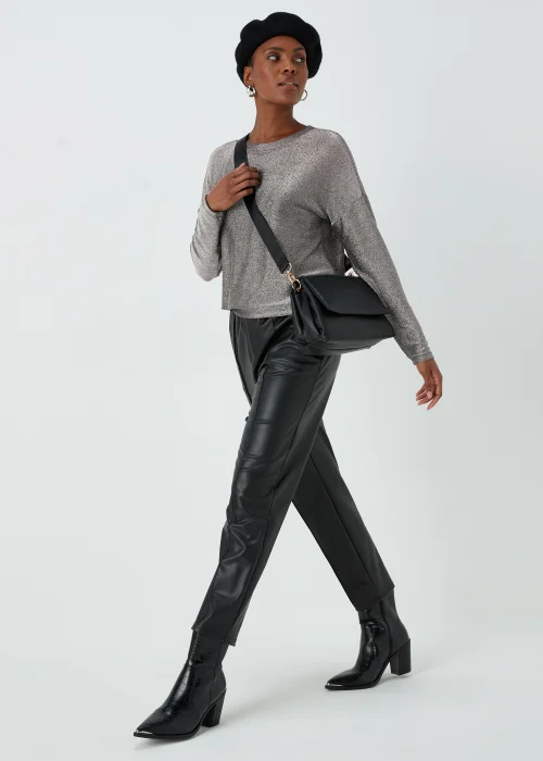 Silver Metallic Longline Top - Small Image 4