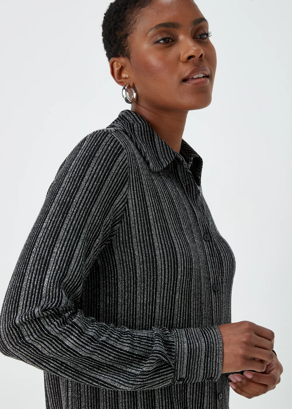 Silver Stripe Long Sleeve Jersey Shirt - Size 8 Image 3