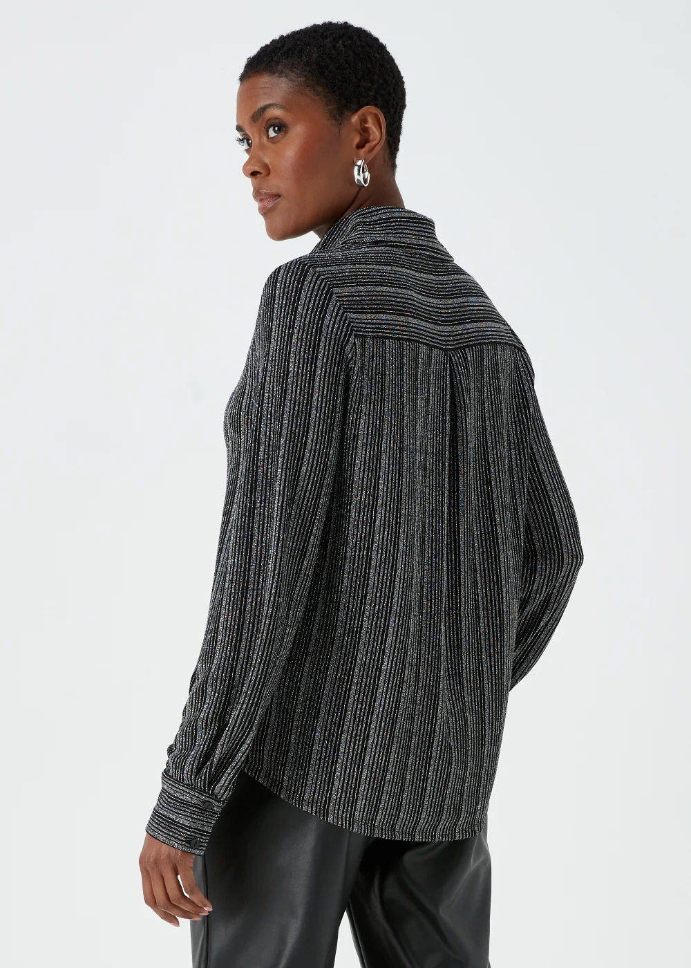 Silver Stripe Long Sleeve Jersey Shirt - Size 8 Image 2