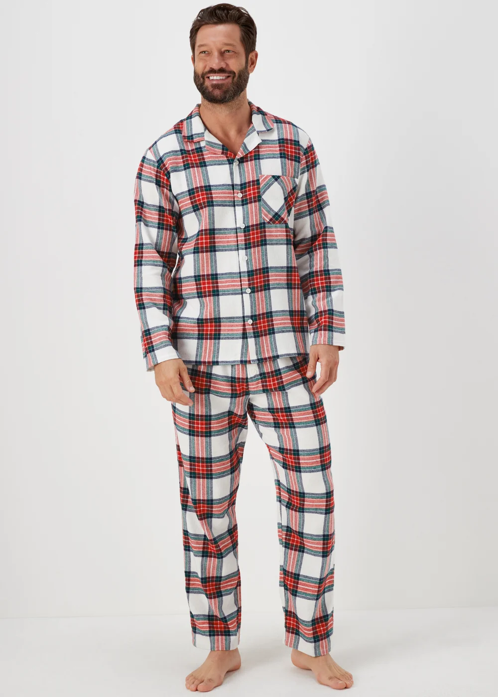 Cream & Red Check Pyjama Set - Extra small Image 1