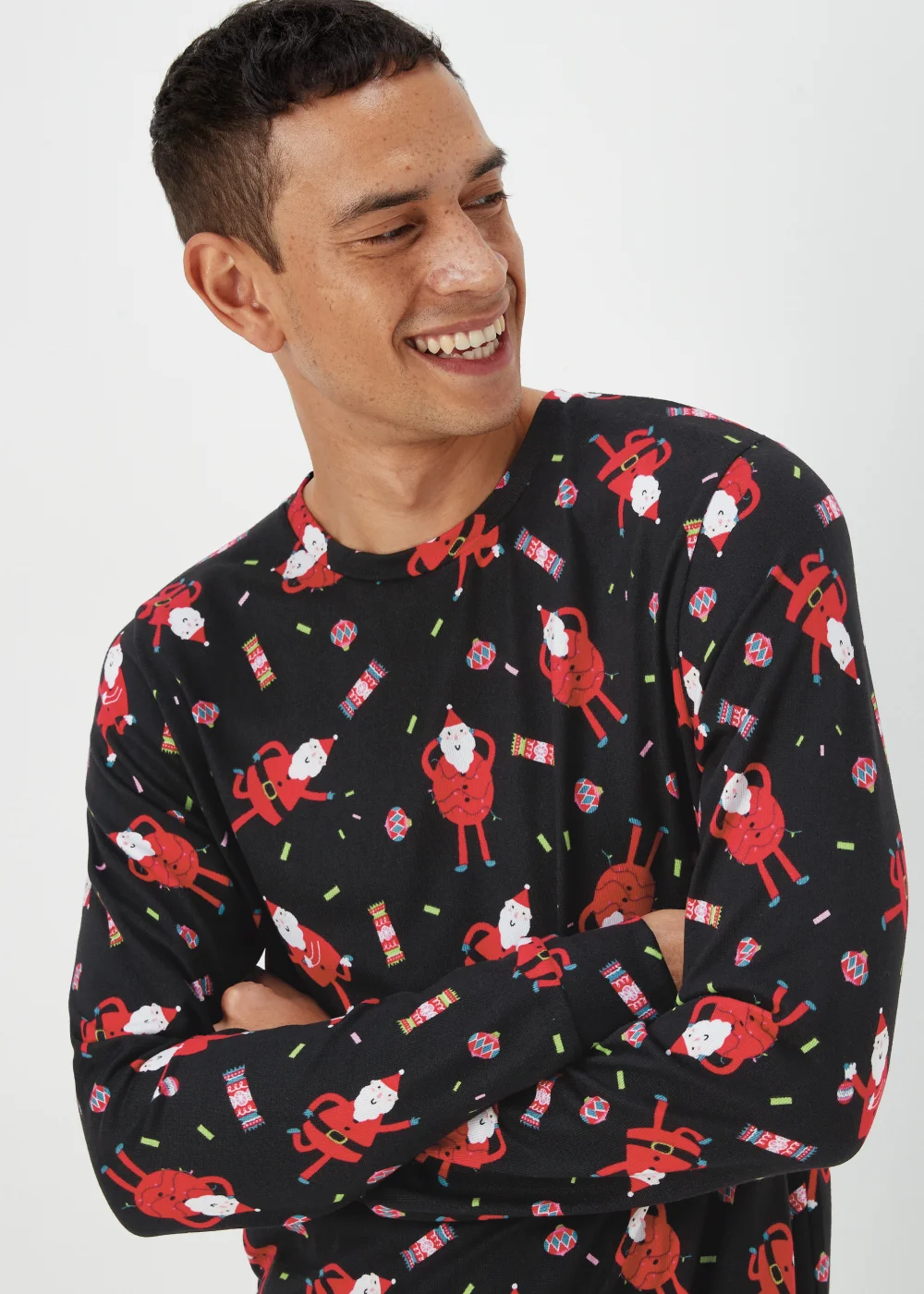 Black Dancing Santa Christmas Pyjama Set - Extra small Image 3