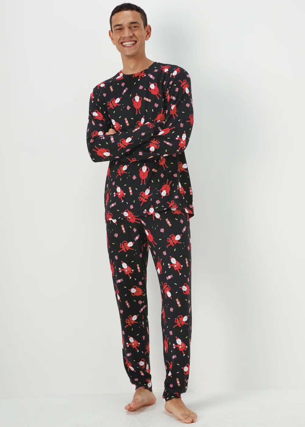 Black Dancing Santa Christmas Pyjama Set - Extra small Image 1