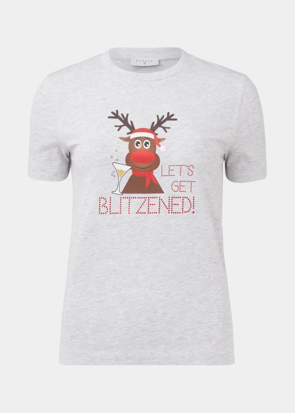 Grey Blitzened Print Christmas T-Shirt - Size 8 Image 5