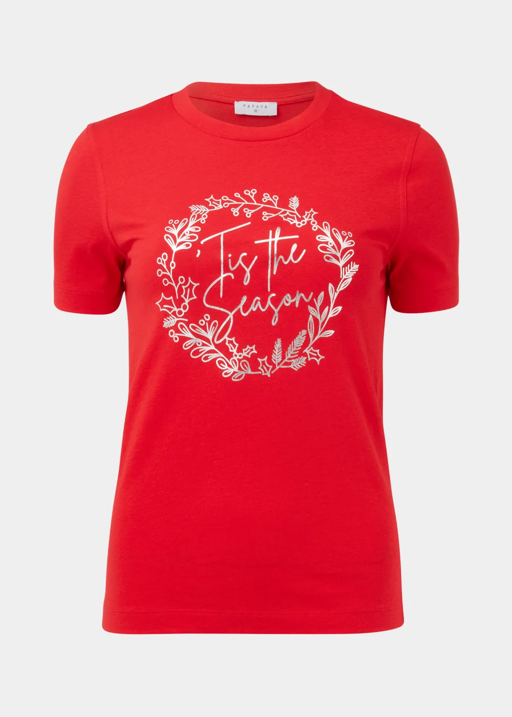 Red Tis The Season Print Christmas T-Shirt - Size 8 Image 5