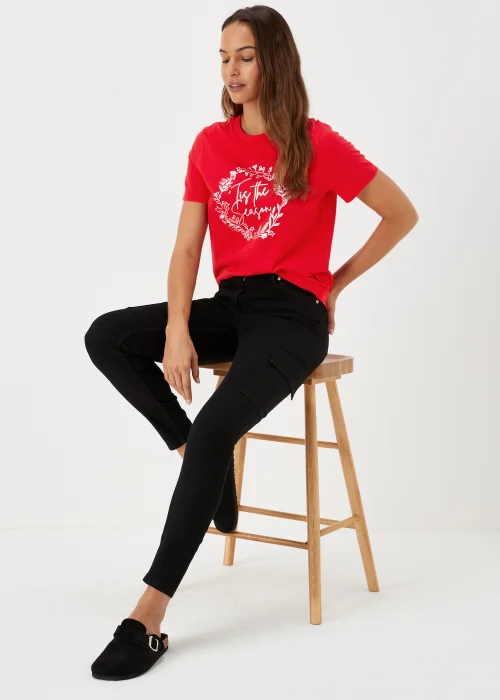 Red Tis The Season Print Christmas T-Shirt - Size 8 Image 4