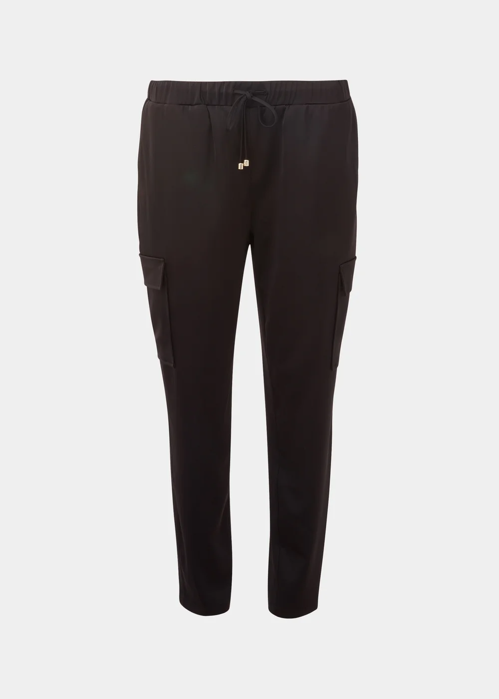 Black Satin Cargo Trousers - Size 8 Image 5