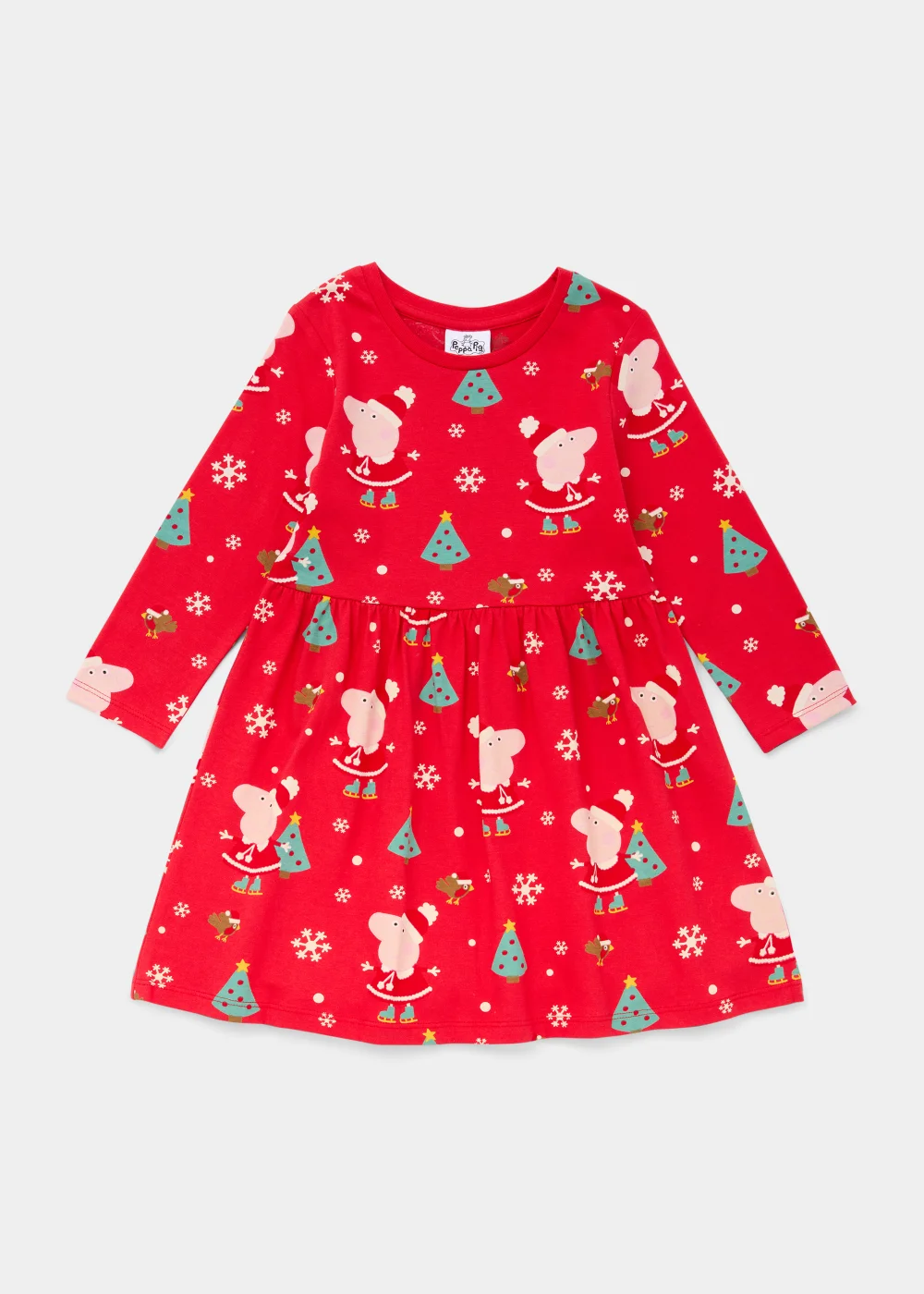 Kids Red Peppa Pig Christmas Dress (9mths-5yrs) - 1-1.5 Yrs Image 1