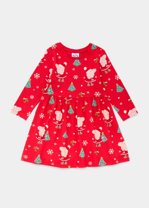 Kids Red Peppa Pig Christmas Dress (9mths-5yrs) - 1-1.5 Yrs Image 1