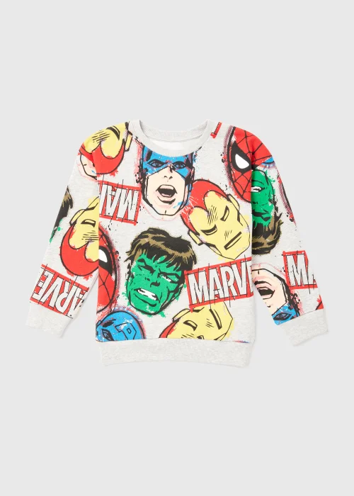 Kids Grey Marvel Print Sweatshirt - 4 Yrs Image 1